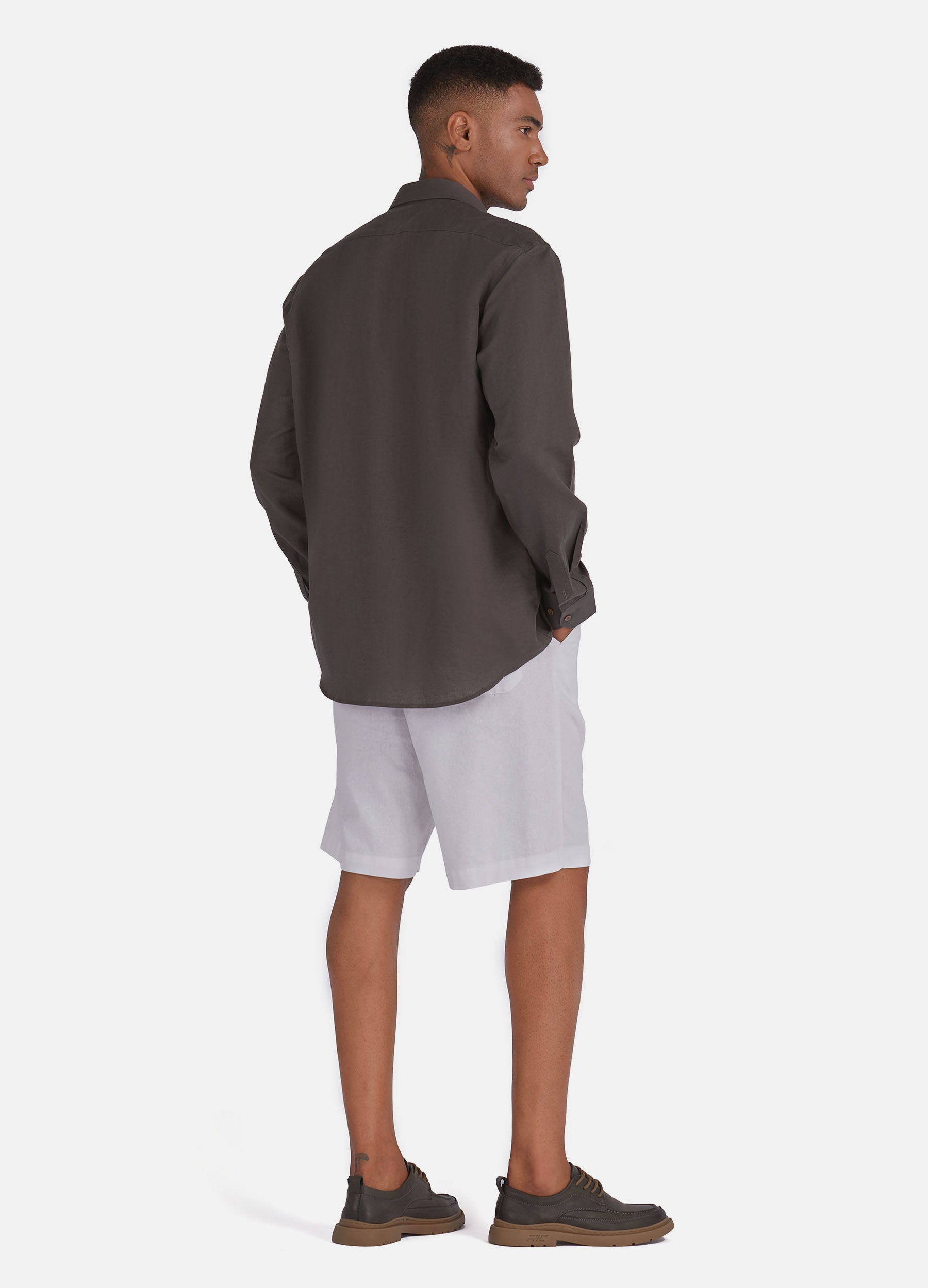 1PA1 Men's 100% Linen Dress Shirts Button Down Plain Casual Shirts