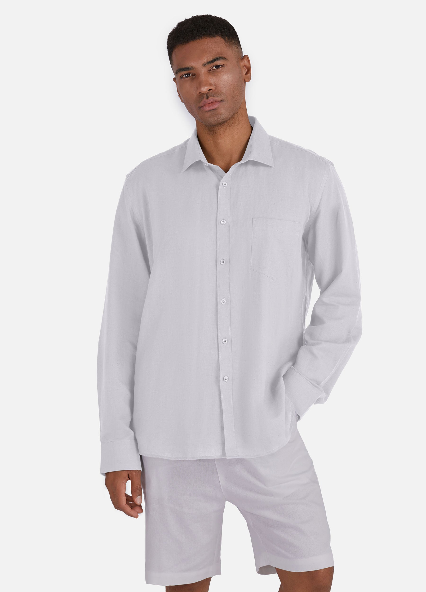 1PA1 Men's 100% Linen Dress Shirts Button Down Plain Casual Shirts