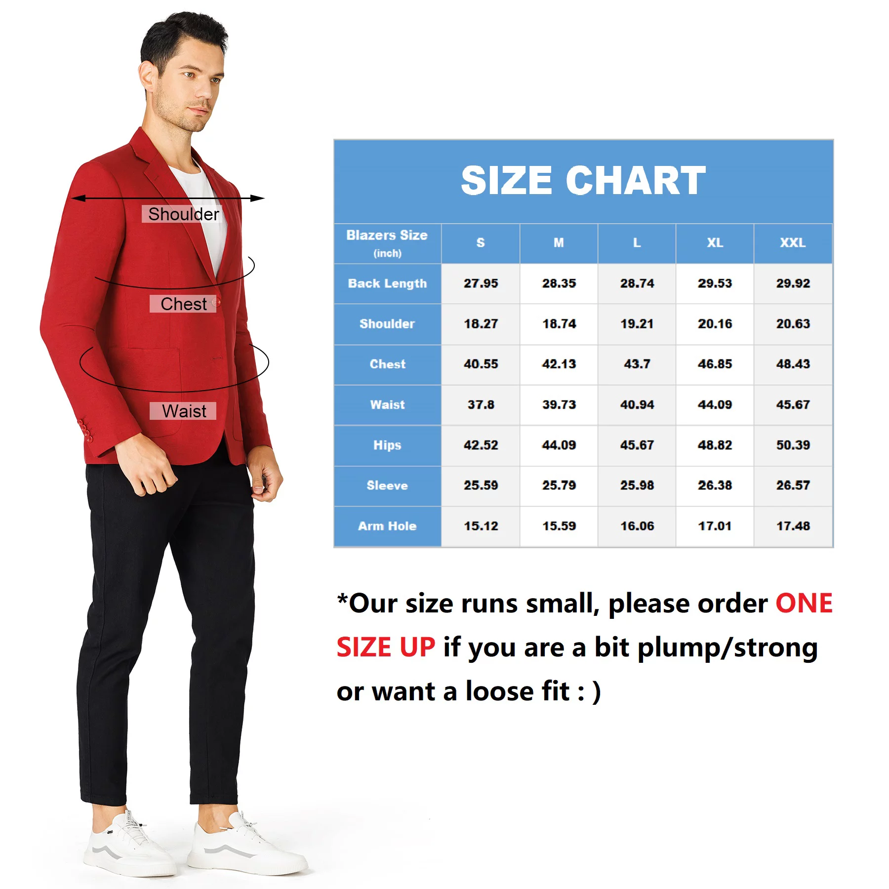 1PA1 Men's Linen Blend Lapel Two-Button Red Blazer