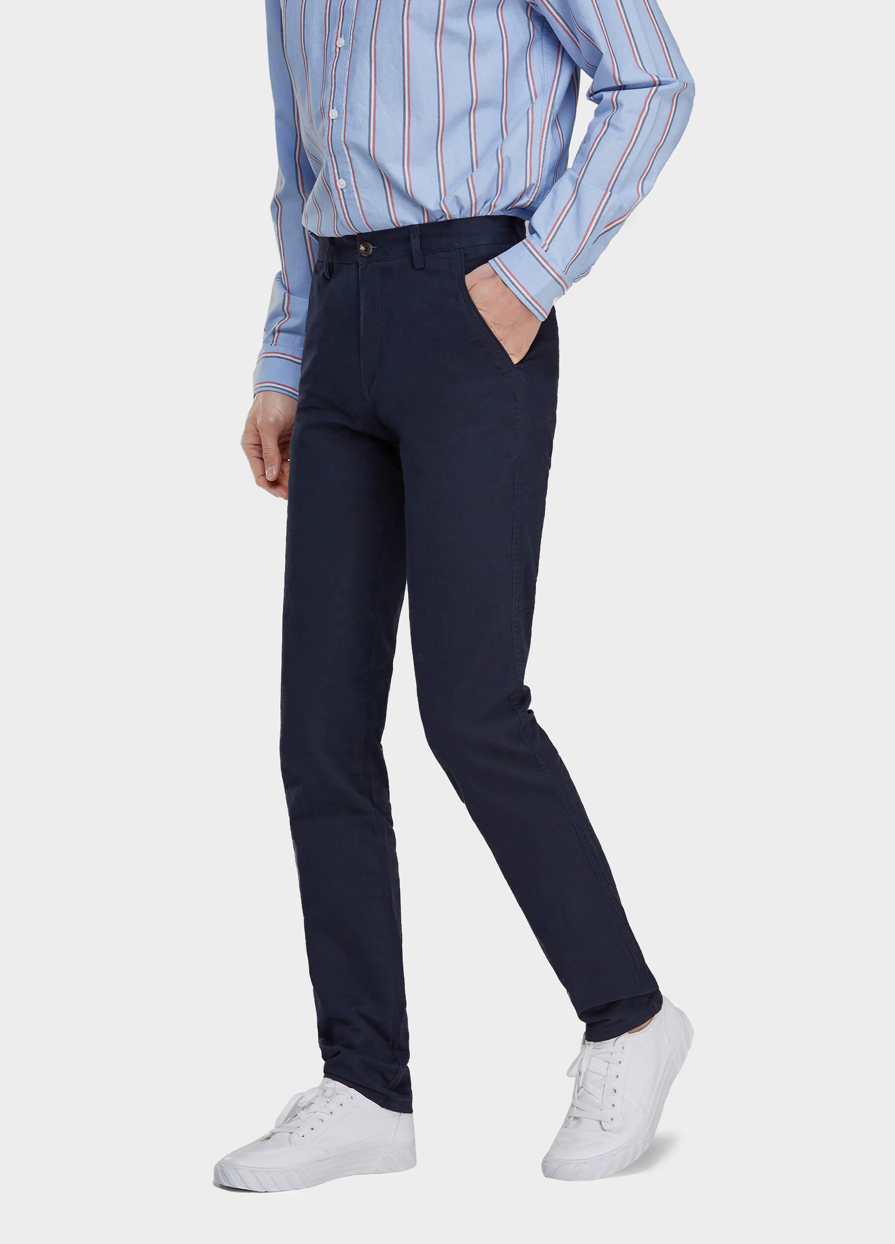 1PA1 Men's Fall Straight Leg Zip Fly Button Closure Slant Pocket Casual Trousers-Black