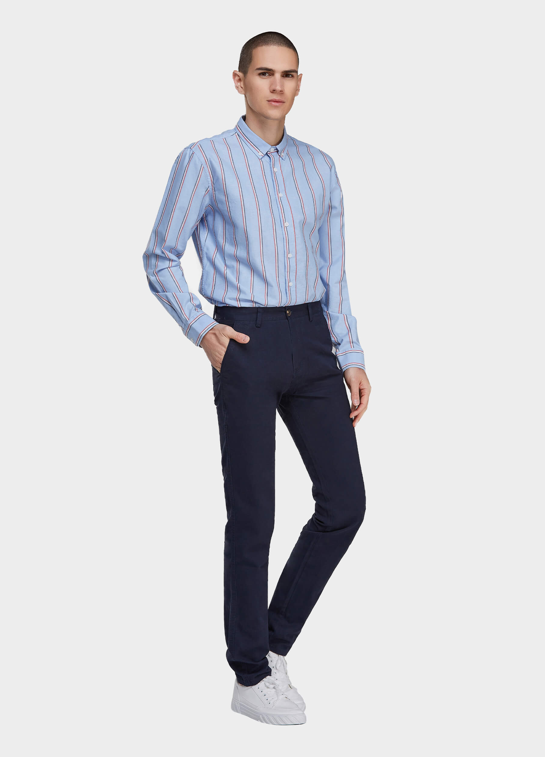 1PA1 Men's Fall Straight Leg Zip Fly Button Closure Slant Pocket Casual Trousers-Black side view