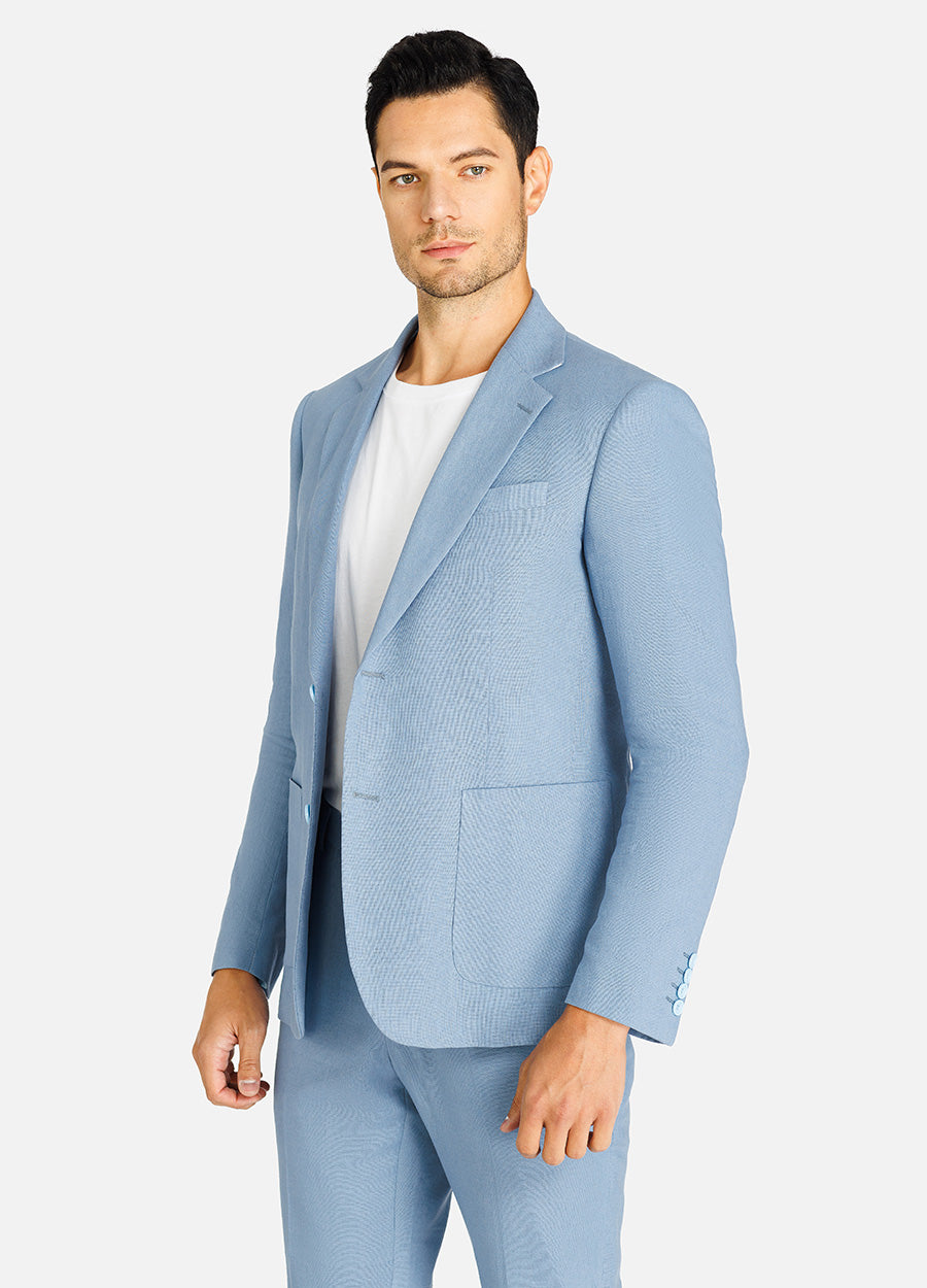 Denim blue Men Linen Suit