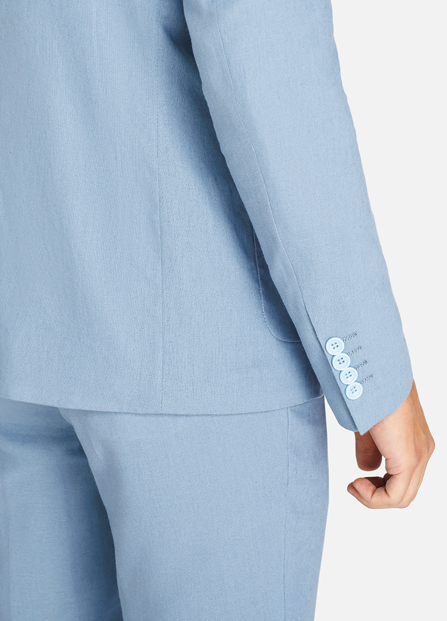 Denim blue Men Linen Suit Blazer