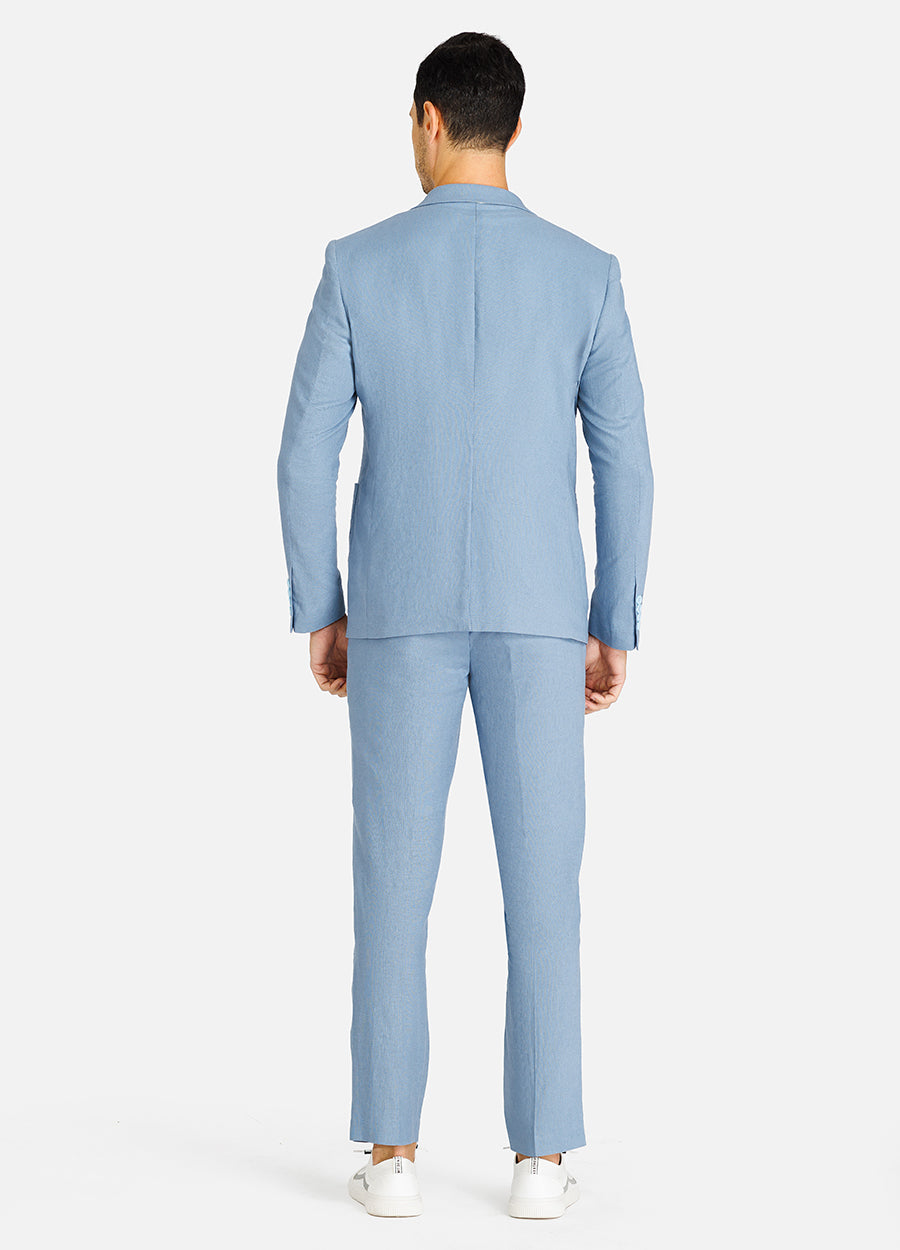 Denim blue Men Linen Suit