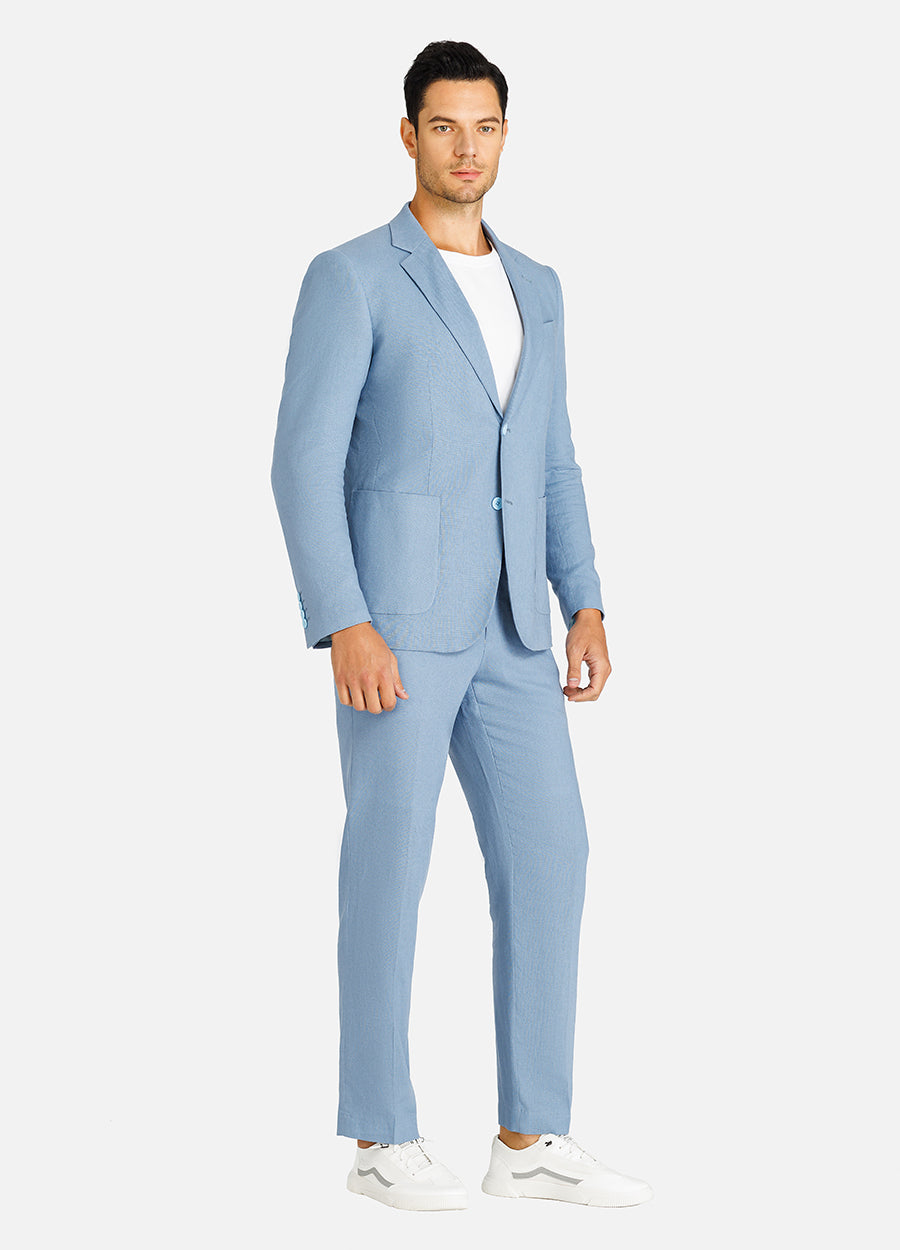 Denim blue Men Linen Suit