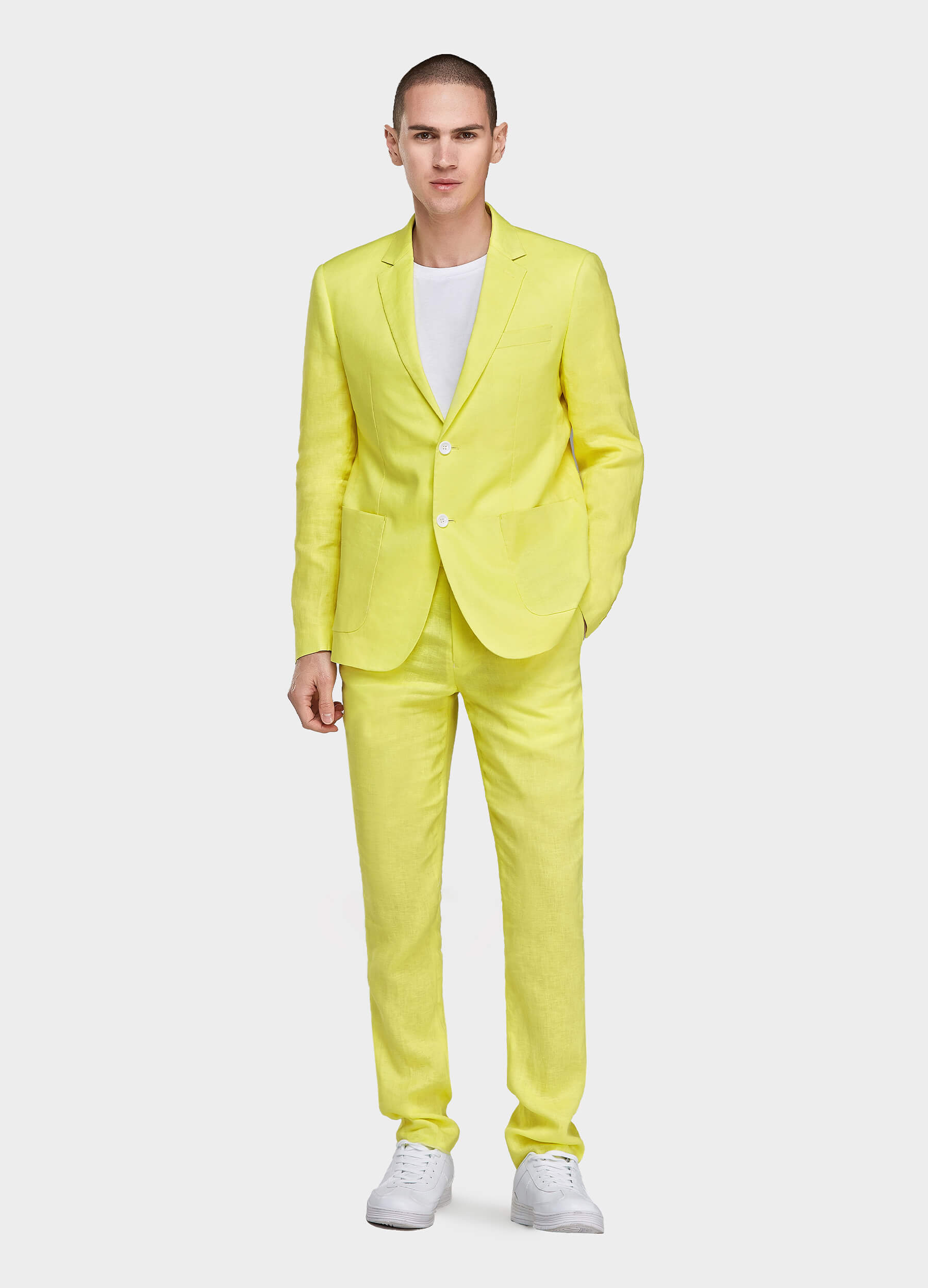 yellow linen suit for men