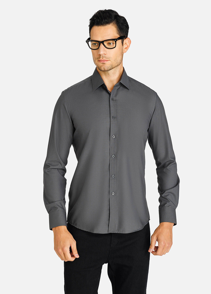 Men's Stand Collar Gray Shirt