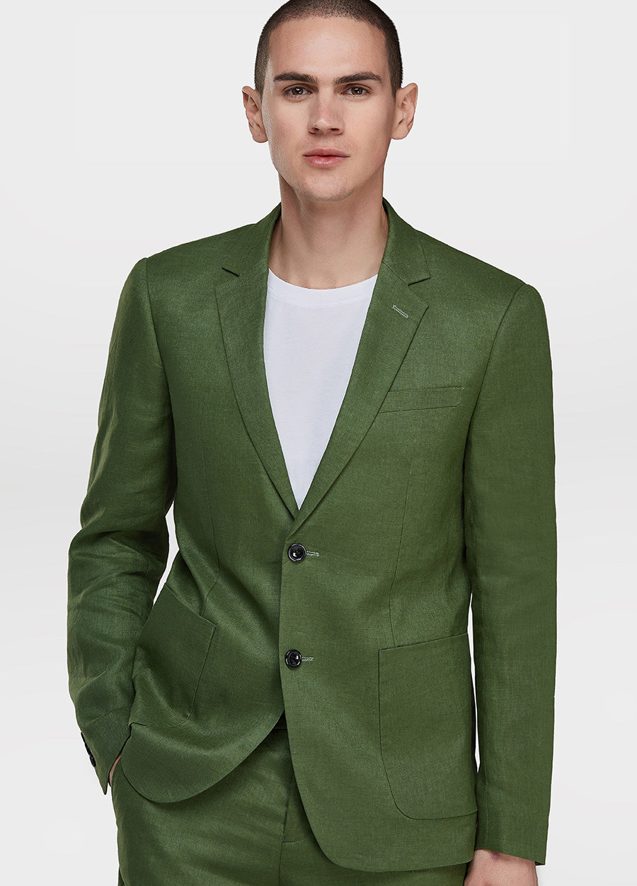 Olive green linen suit