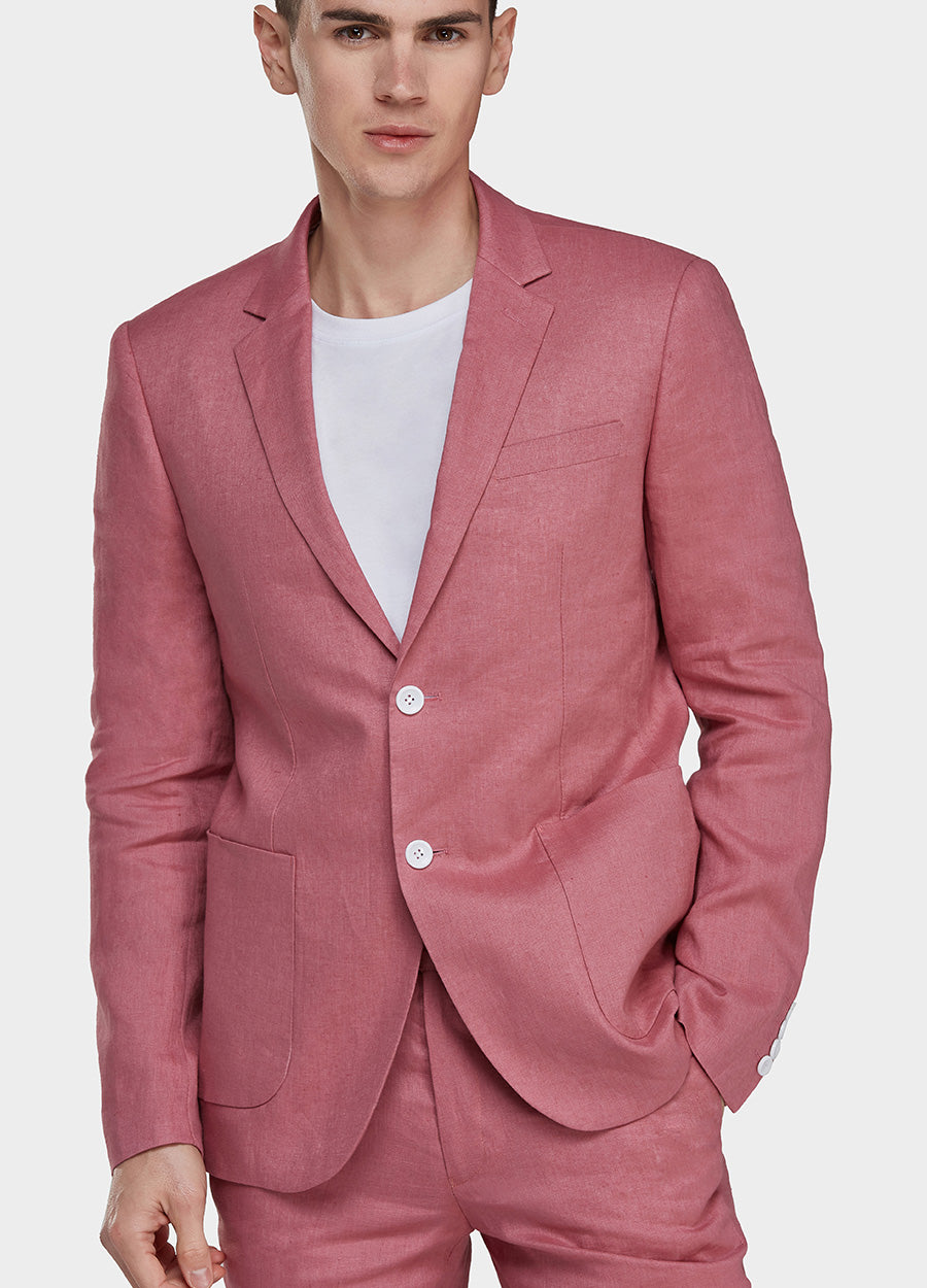pink linen suit for men