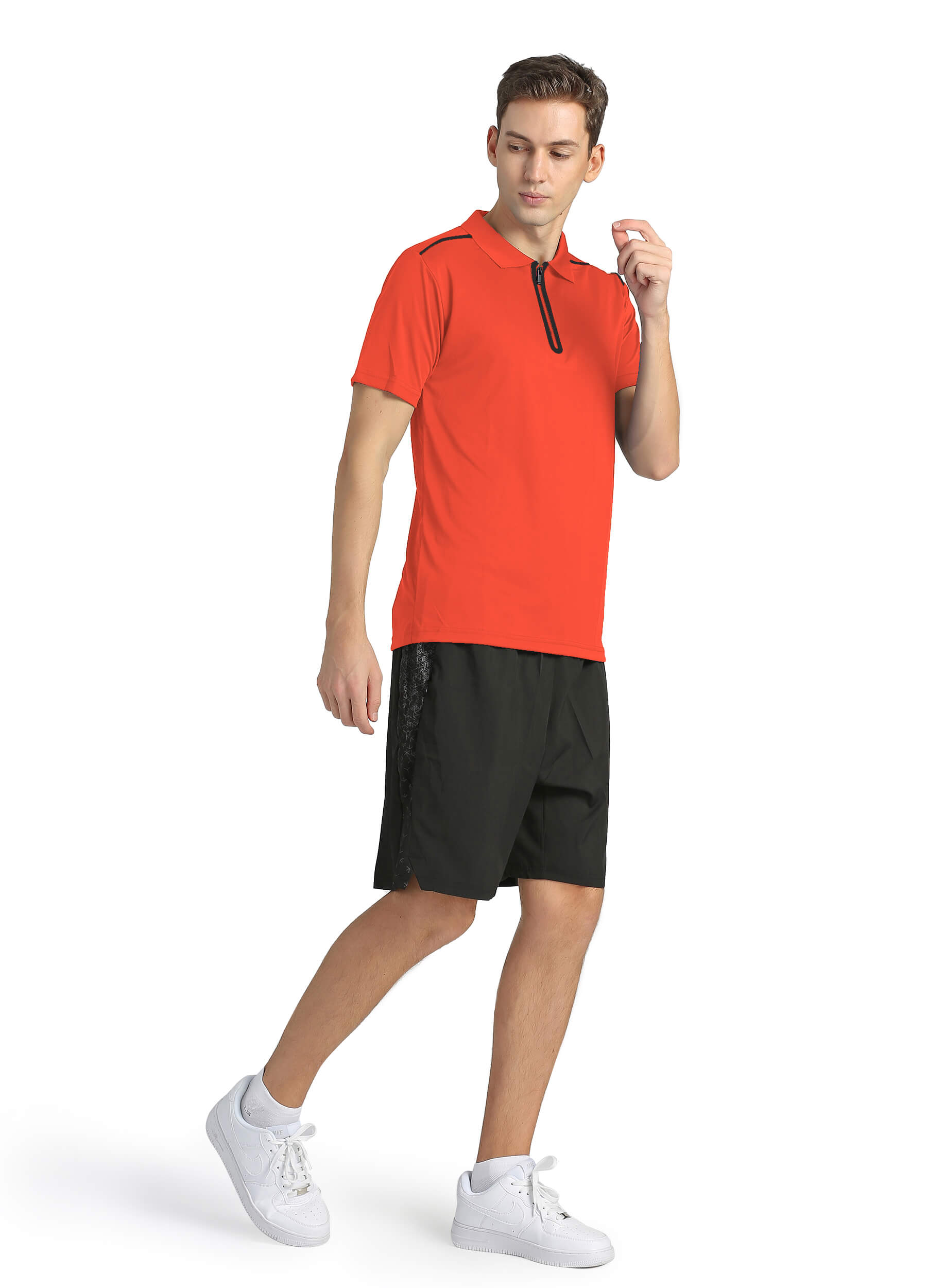 4POSE Men's Orange Moisture Wicking Quick Dry Golf Workout Polo Shirt (Clearance)
