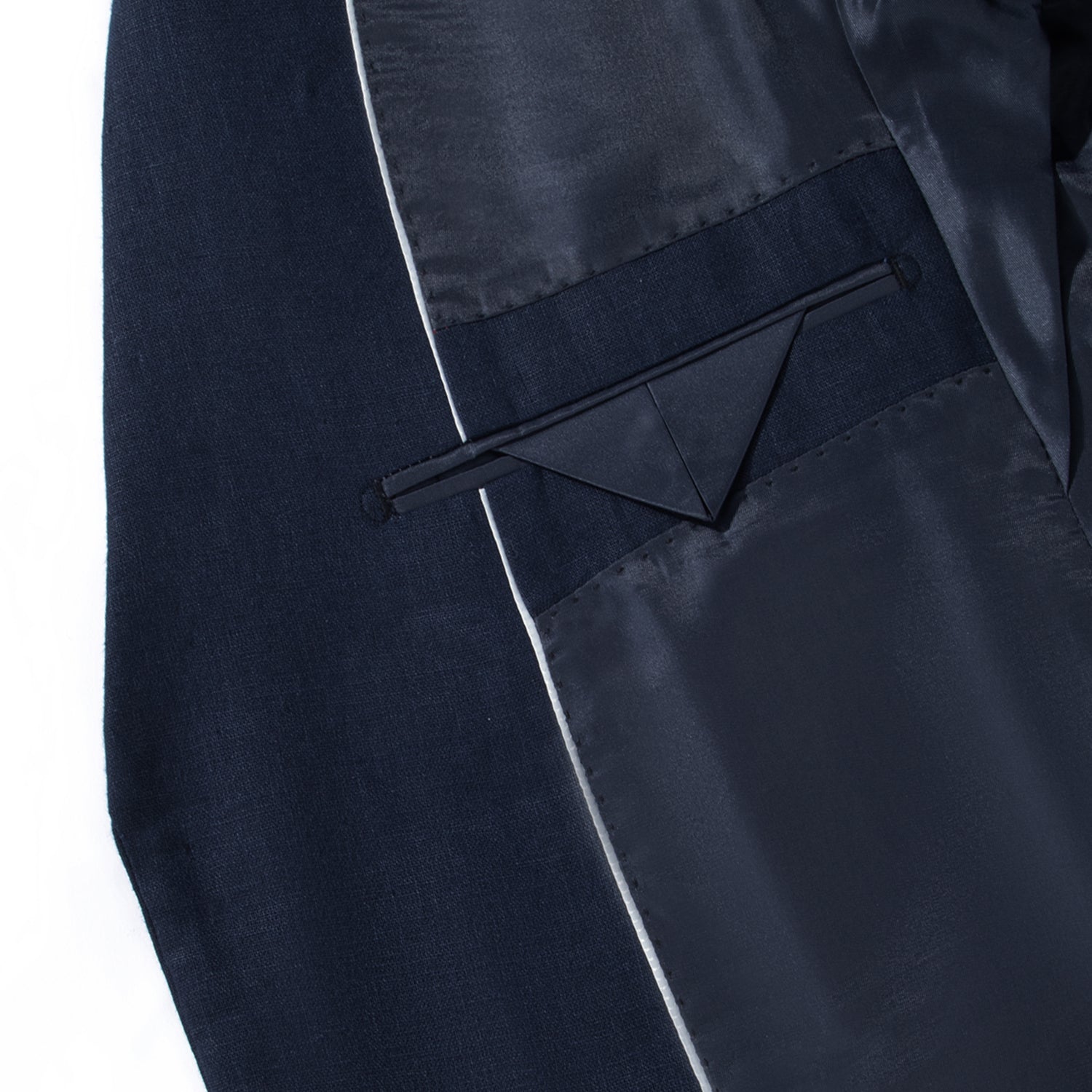 1PA1 Men's 100% Linen Navy Blue Jacket Trousers 2-Pieces Suit Set