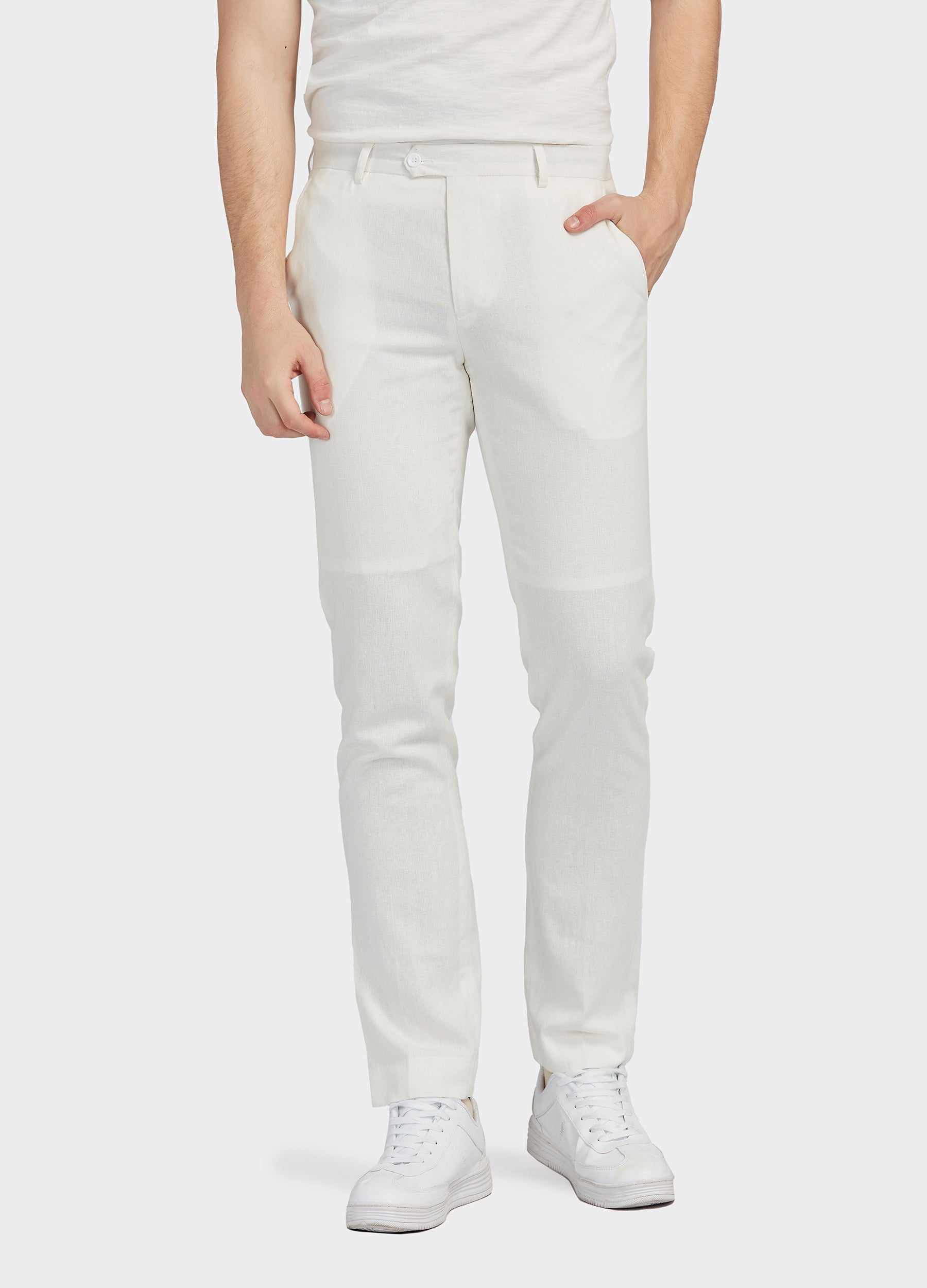 1PA1 Men's 100% Linen Lapel Two-Button Plain Blazer Suits