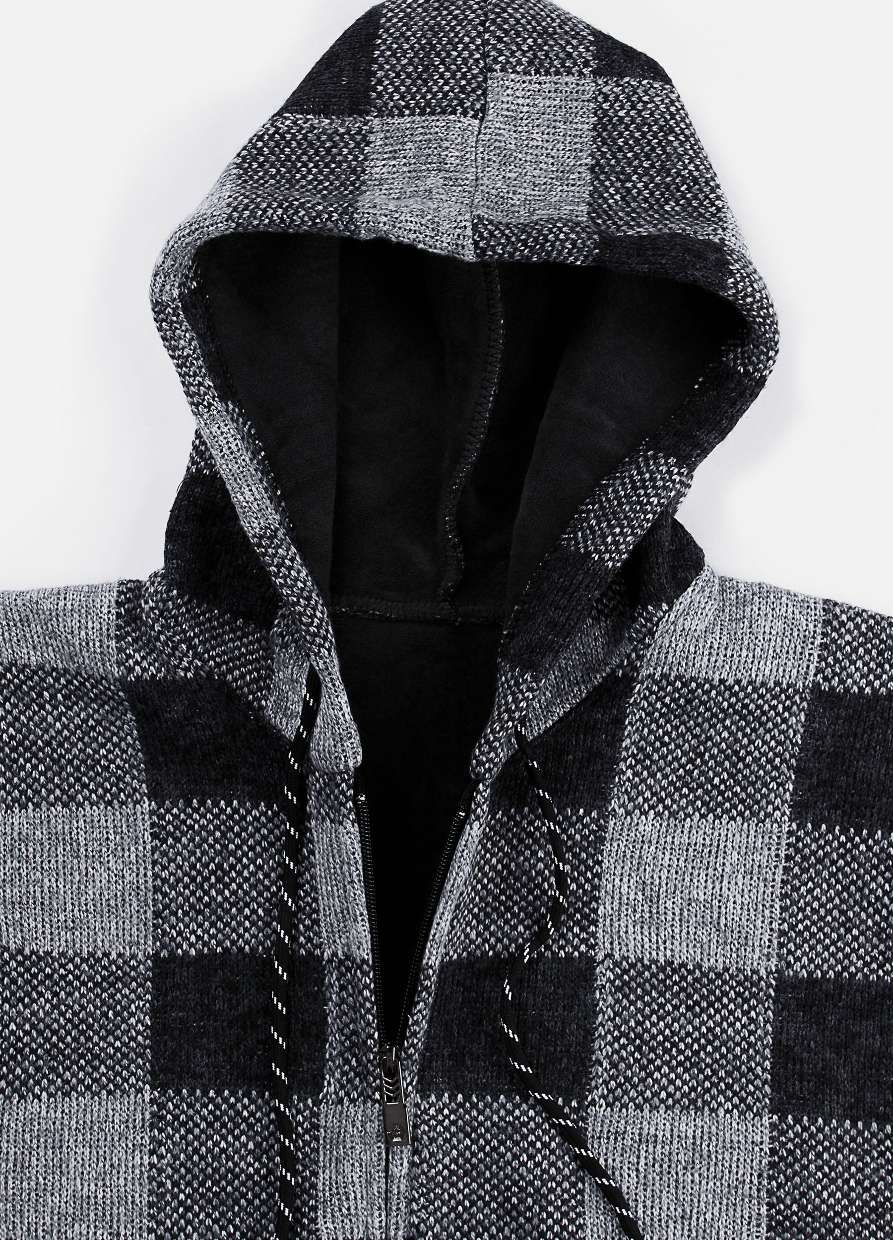 1PA1 Men's Zip Up Fleece Hooded Plaid Jacket Casual Hoodie Sweatshirt Coat