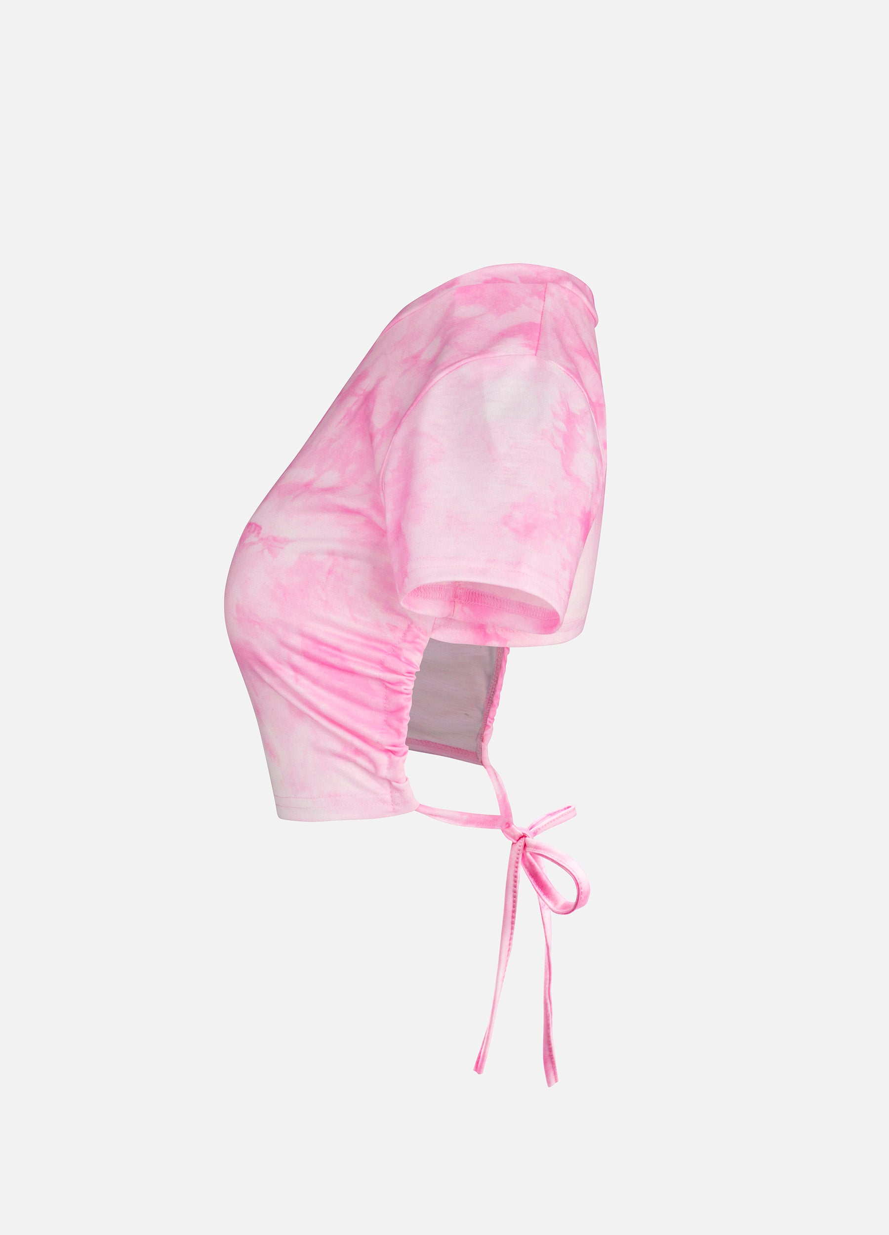 Women's Short Sleeve High Low Hem Crop Tee-Pink  side view