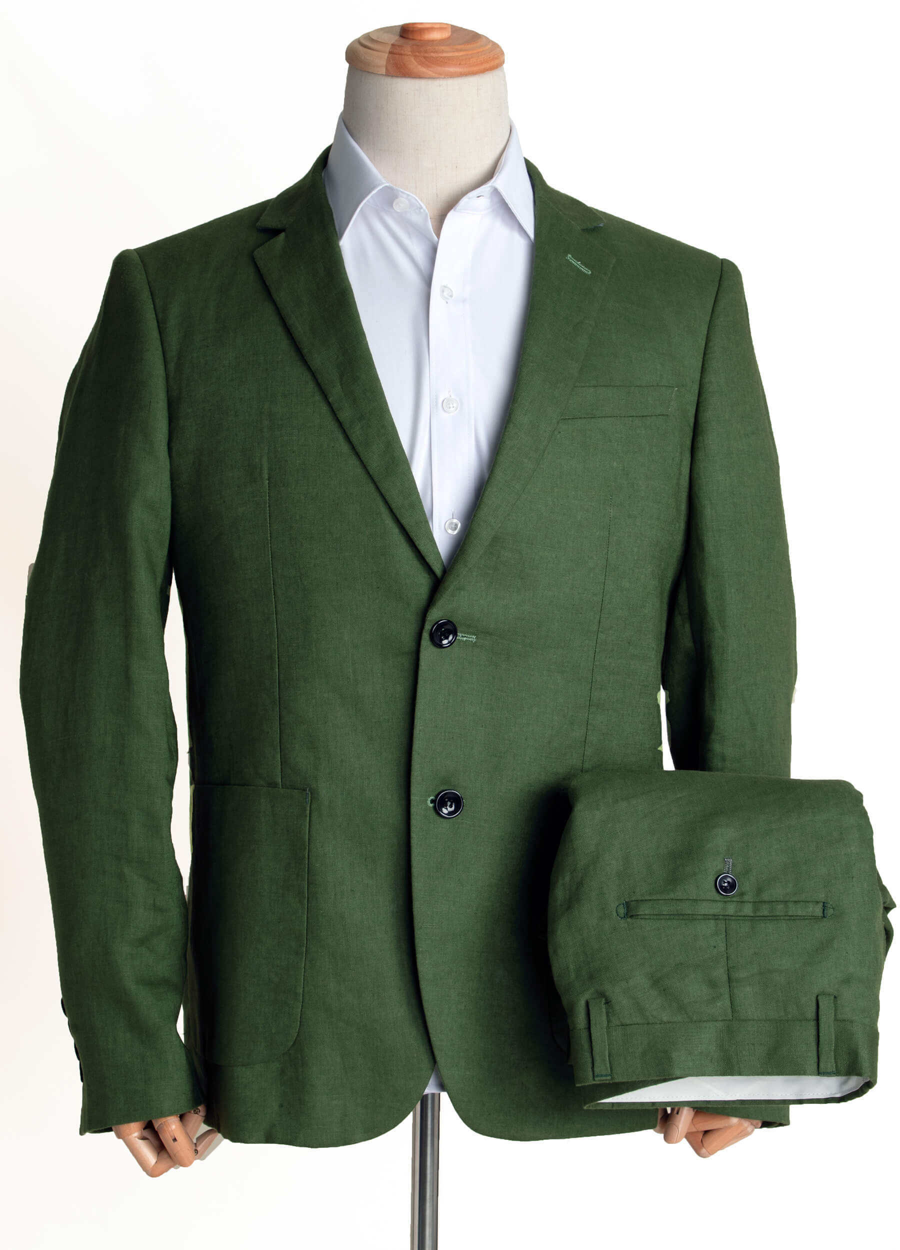 Olive green linen suit