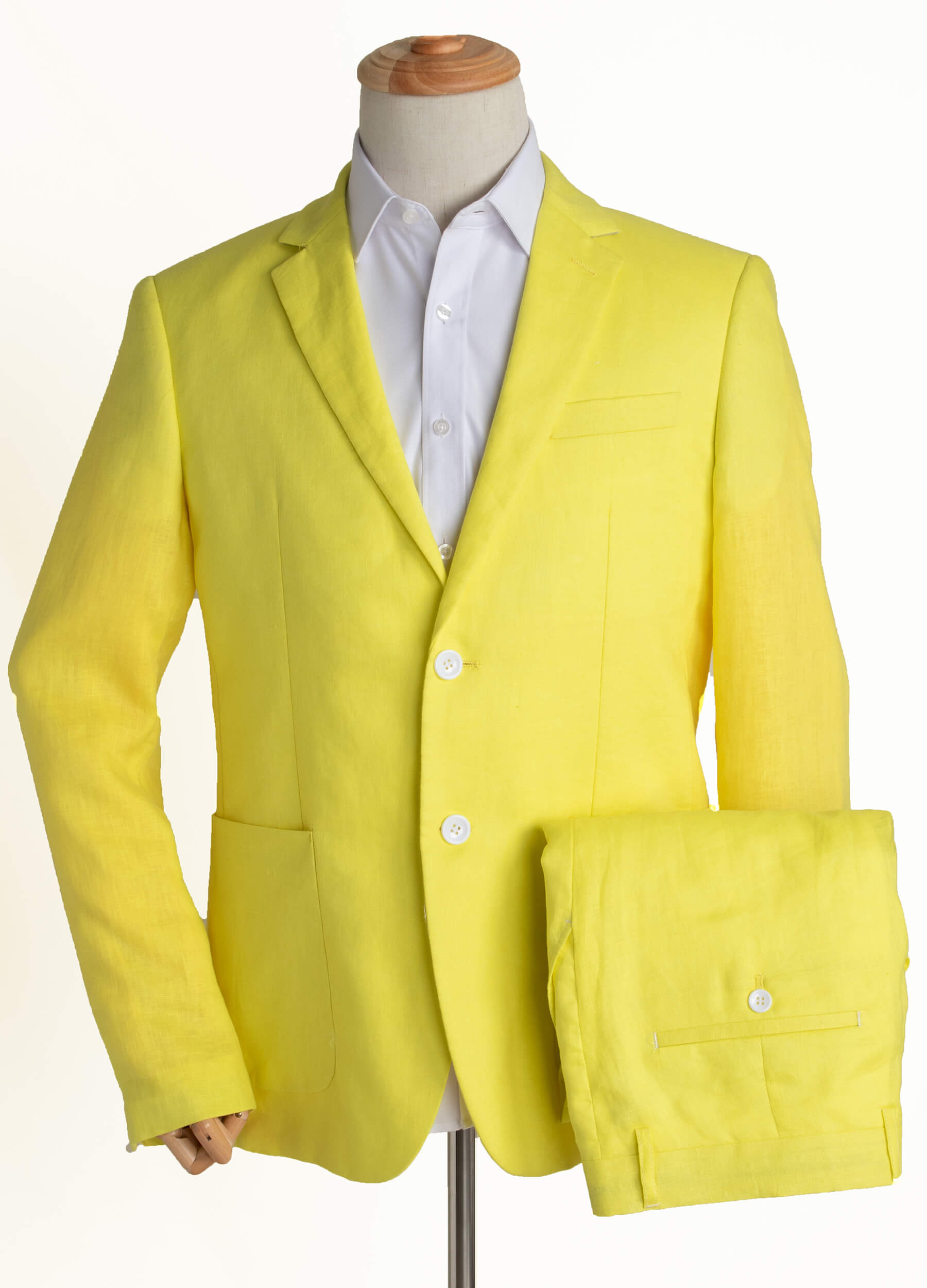 men's yellow linen suit