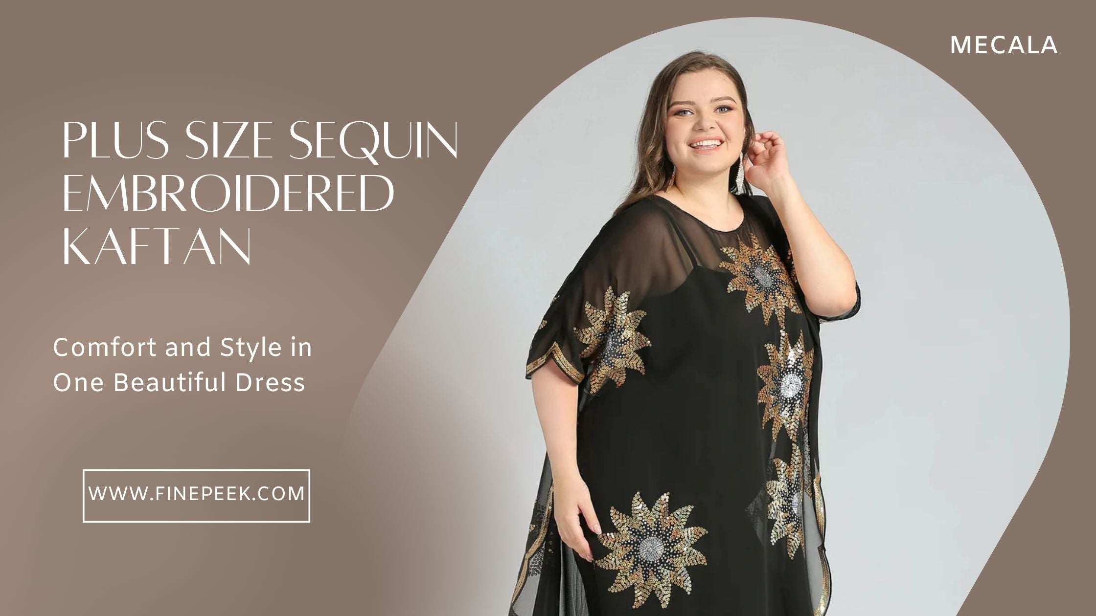 Plus Size Sequin Embroidered Kaftan – Comfort and Style in One Beautiful Dress