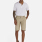 1PA1 Men's Cotton Linen Flat Front Shorts Drawstring Elastic Waist Beach Shorts