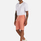 1PA1 Men's Cotton Linen Flat Front Shorts Drawstring Elastic Waist Beach Shorts