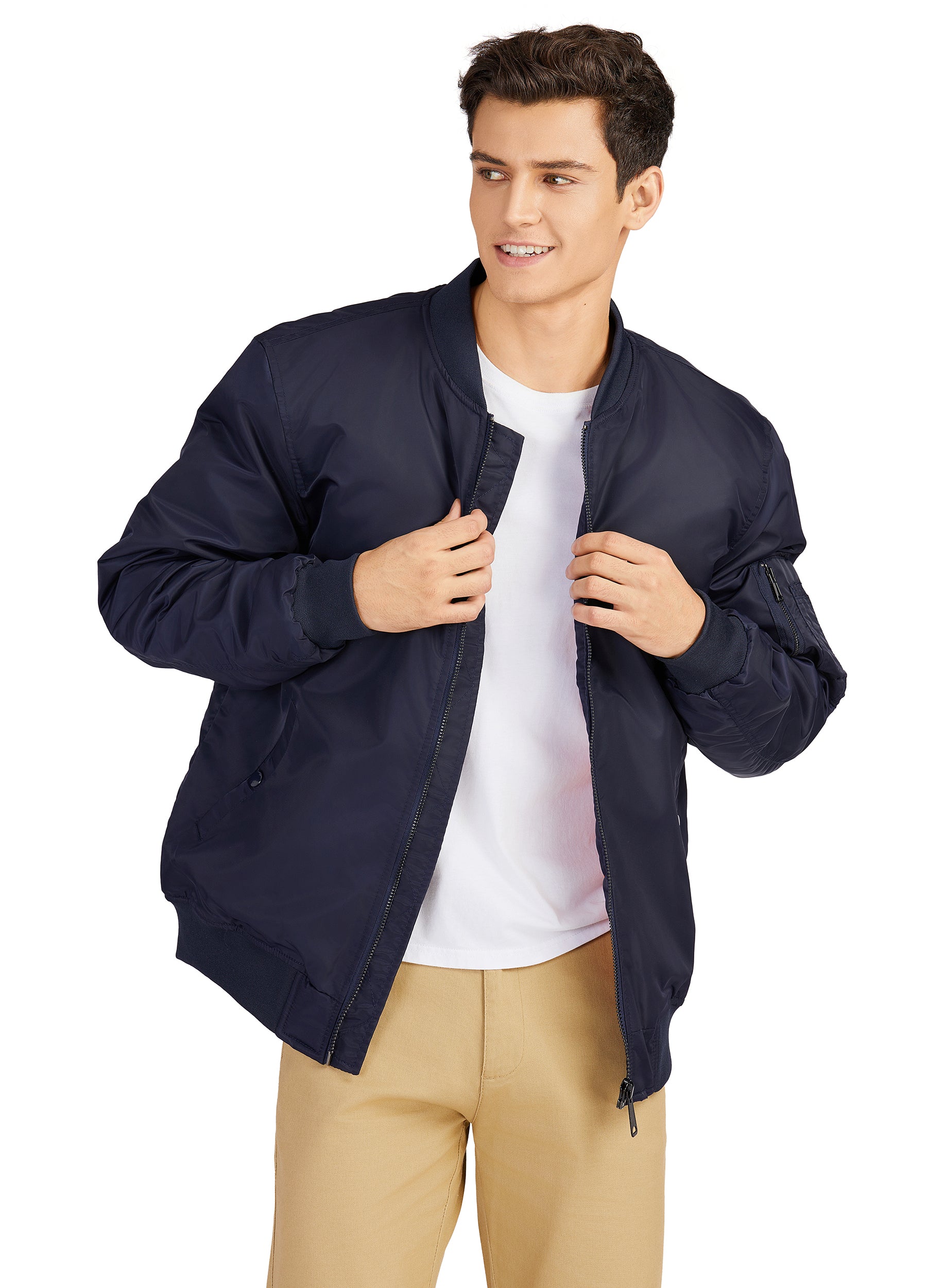 1PA1 Men's Bomber Jacket Casual Windbreaker Winter Softshell Lining Coat