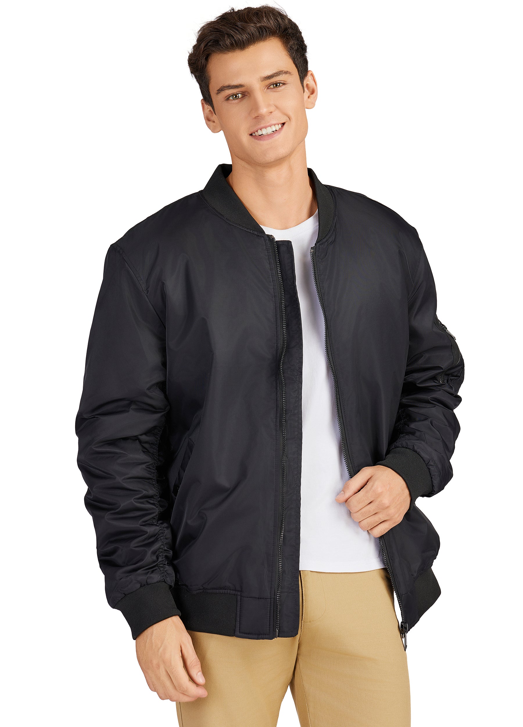 1PA1 Men's Bomber Jacket Casual Windbreaker Winter Softshell Lining Coat