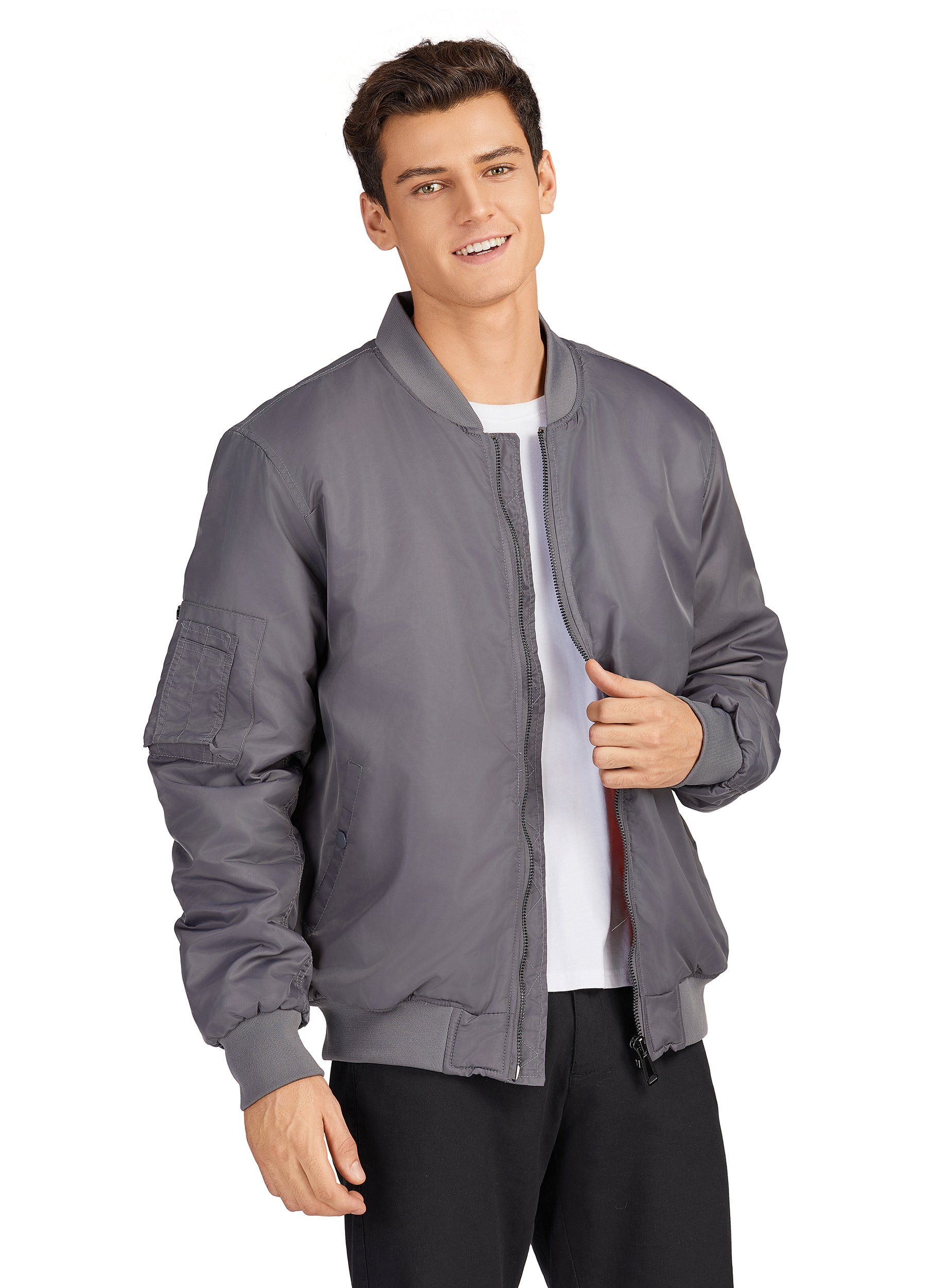 1PA1 Men's Bomber Jacket Casual Windbreaker Winter Softshell Lining Coat