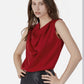 MECALA Women's Solid Sleeveless Satin Top (Clearance)
