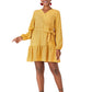 MECALA Women's Fall Long Sleeve Belted Wrap Midi Dress