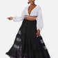 MECALA Women's Bohemian Elastic Waist Tiered Maxi Skirt