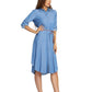 MECALA Women's Fall Long Sleeve Button Front Belted Midi Shirt Dress