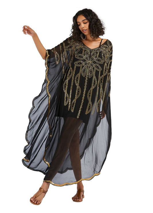 MECALA Women's Plus Size Kaftan with Sequin Maxi Pullover