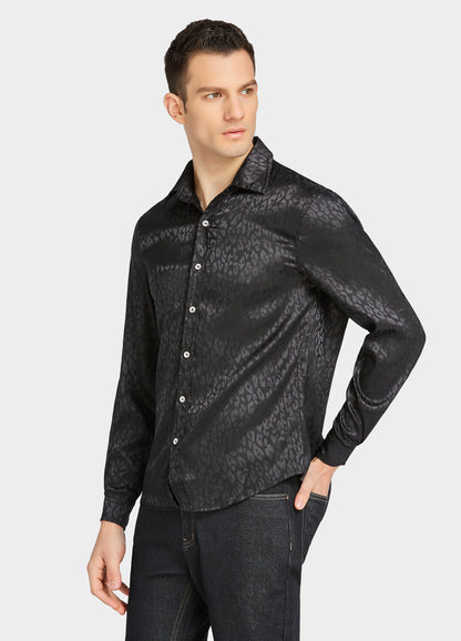 1PA1 Men's Leopard Print Button Down Dress Shirts