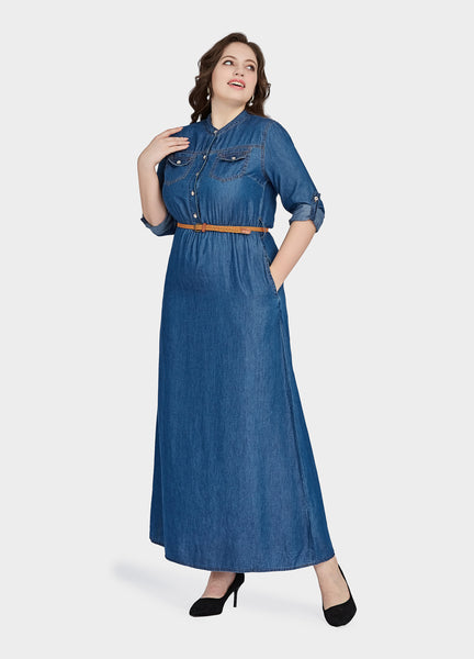 Buy online Light Blue Denim Maxi Dress from western wear for Women by Blue  Tomatoes for ₹2299 at 0% off | 2024 Limeroad.com