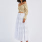 MECALA Women's Bohemian Elastic Waist Tiered Maxi Skirt