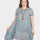 MECALA Women's Plus Size Dress with Wooden Elephant Necklace(Clearance)