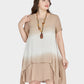 MECALA Women's Plus Size Dress Asymmetrical Hem with Wooden Fox Necklace(Clearance)