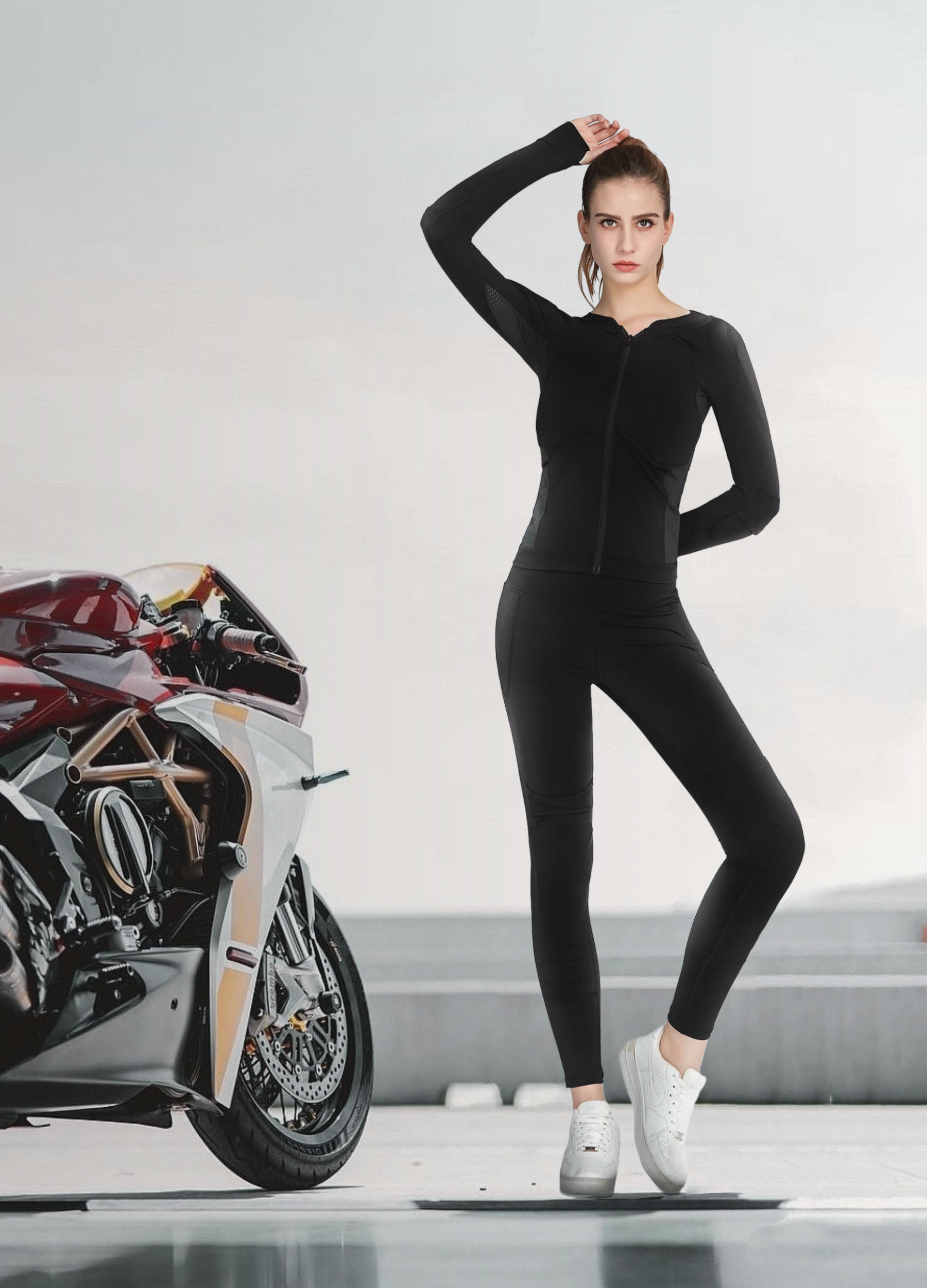 4POSE Women's Motorcycle Jacket & Pants Biker Racing Suit 2 Pieces Sportbike Gear