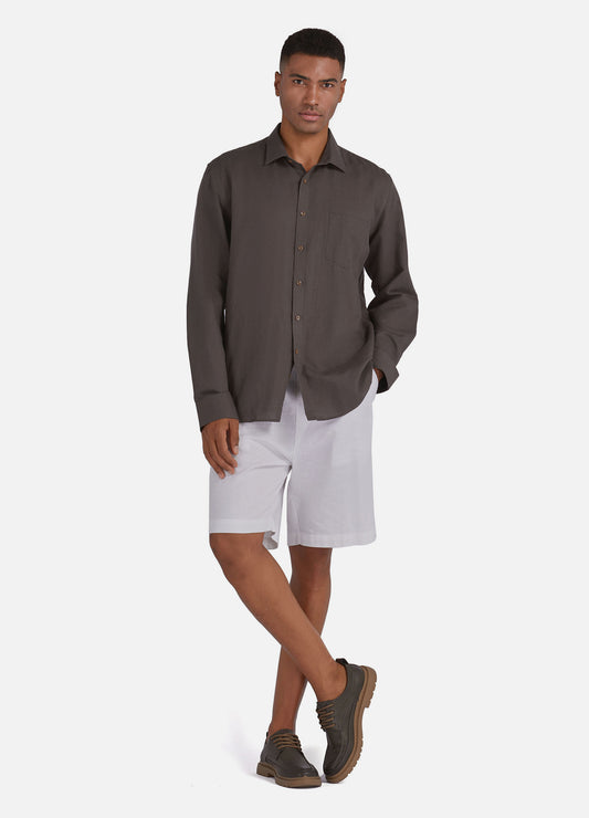 1PA1 Men's 100% Linen Dress Shirts Button Down Plain Casual Shirts