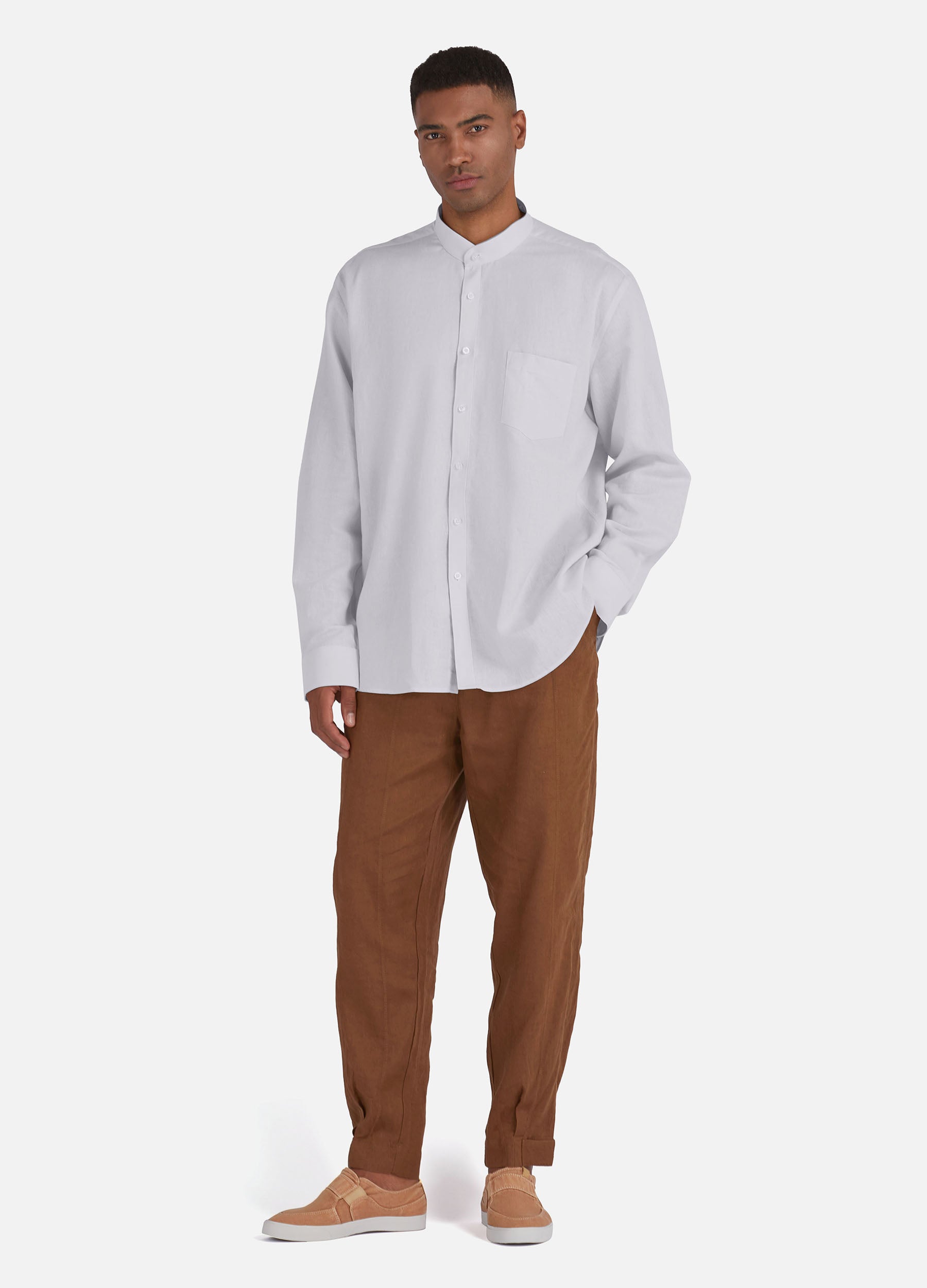 white linen dress shirt