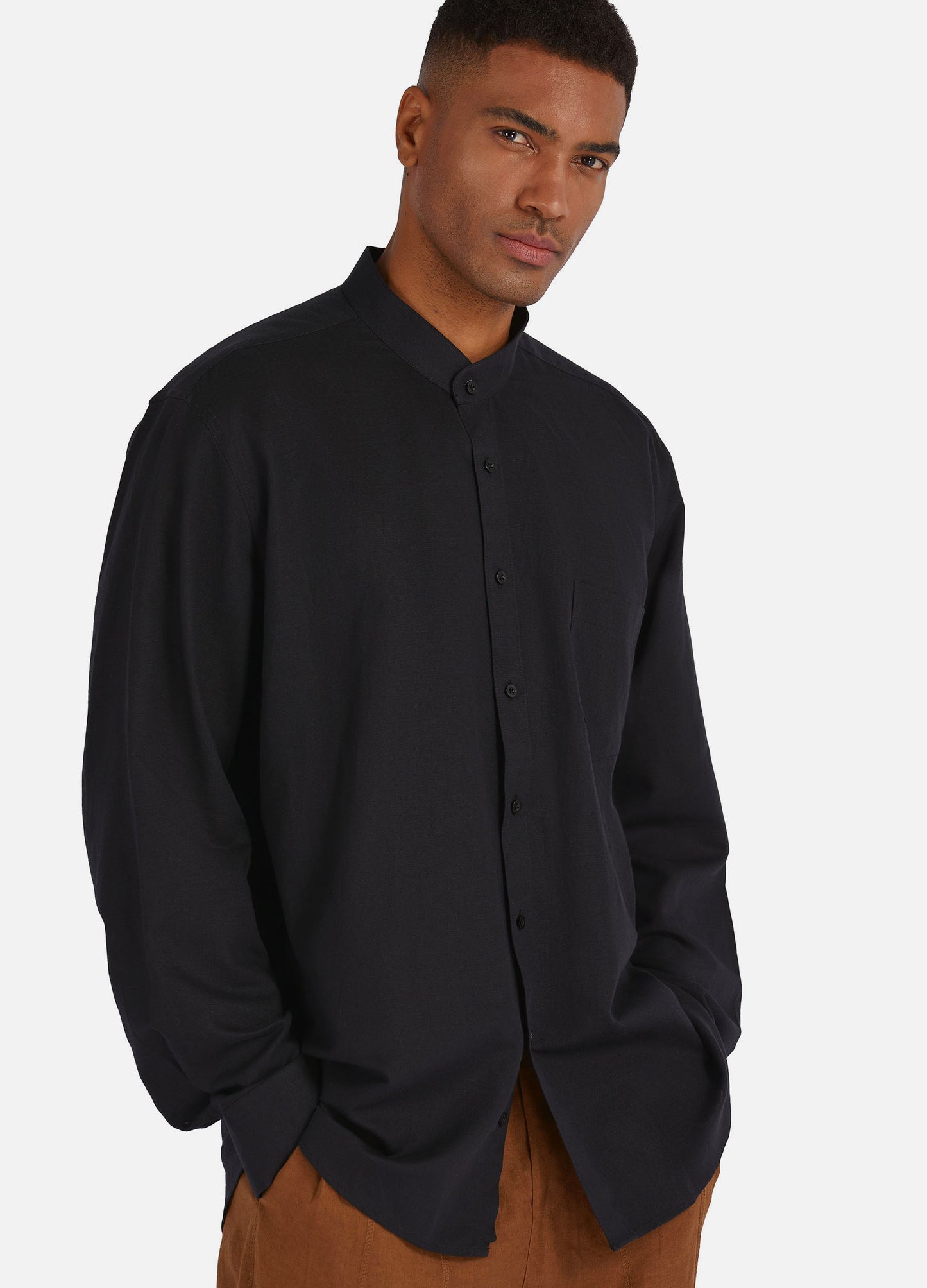 1PA1 Men's 100% Linen Henley Dress Shirts Button Down Plain Casual Shirts