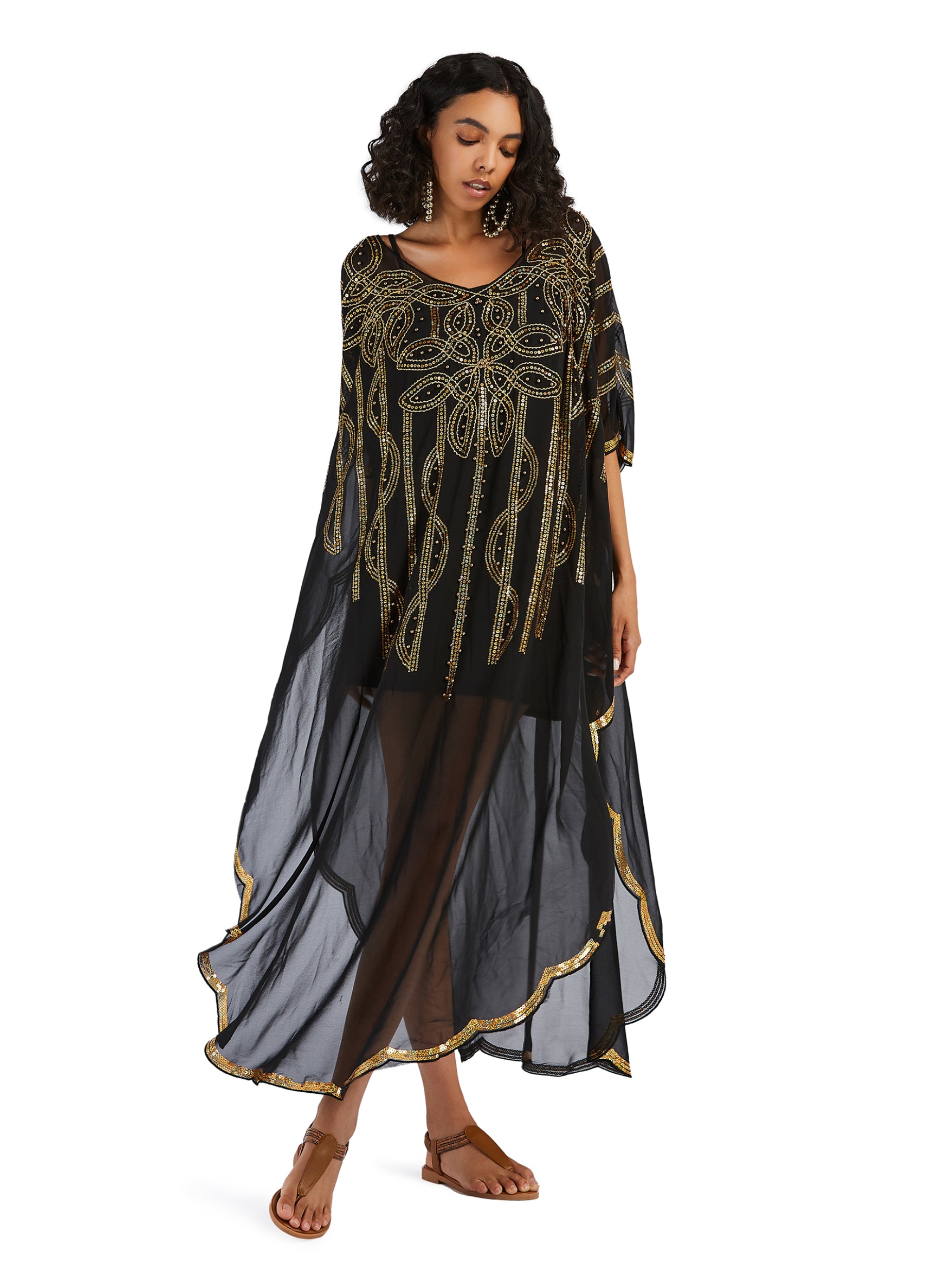 MECALA Women's Plus Size Kaftan with Sequin Maxi Pullover