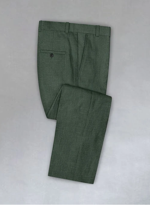 Olive green linen suit pants
