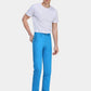 1PA1 Men's Fall Straight Leg Zip Fly Button Closure Slant Pocket Casual Trousers-Blue side view