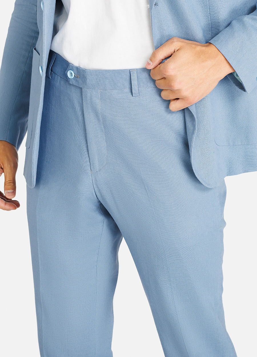 Denim blue Men Linen Suit Pants
