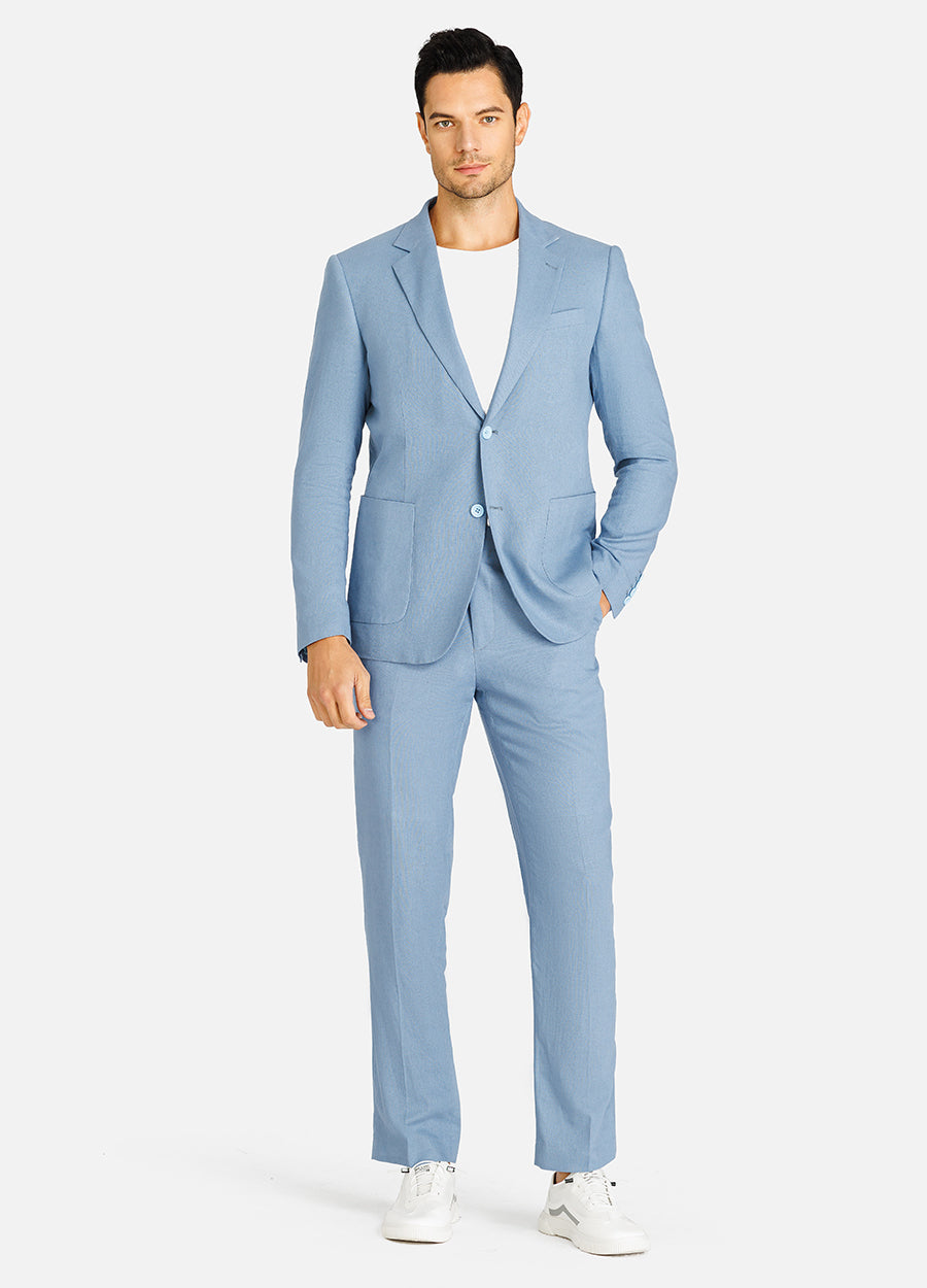 Denim blue Men Linen Suit