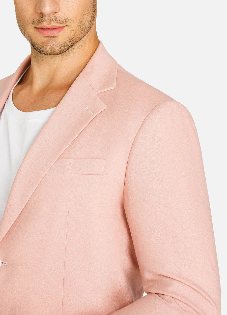 Salmon Pink Linen Blazer for Men