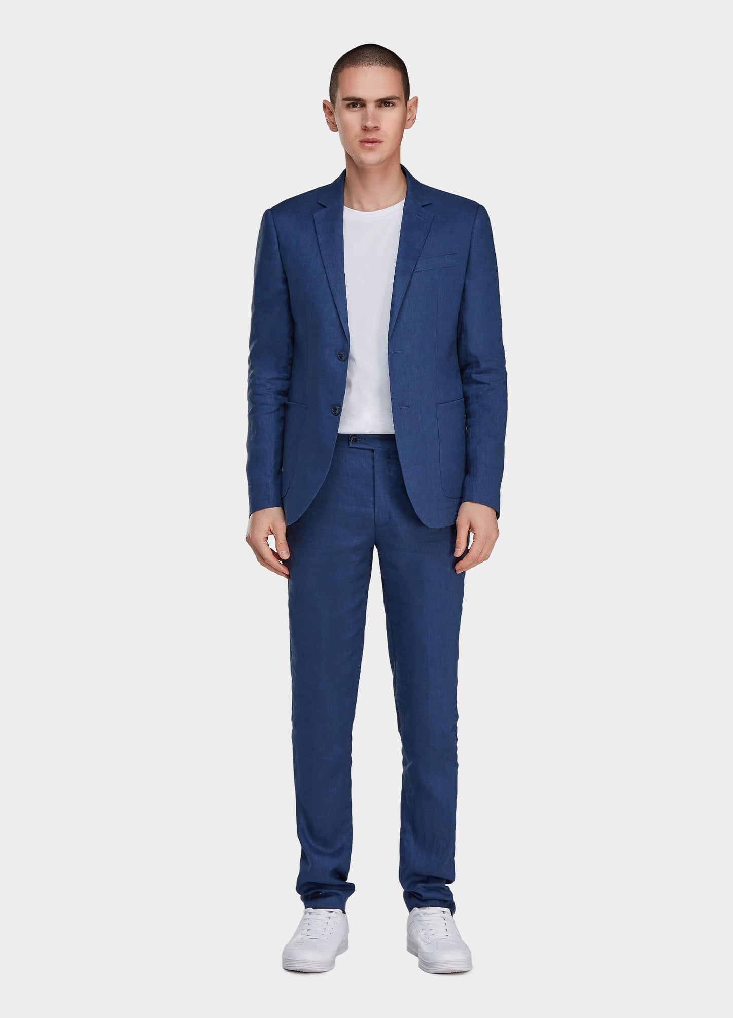 blue linen suit for men