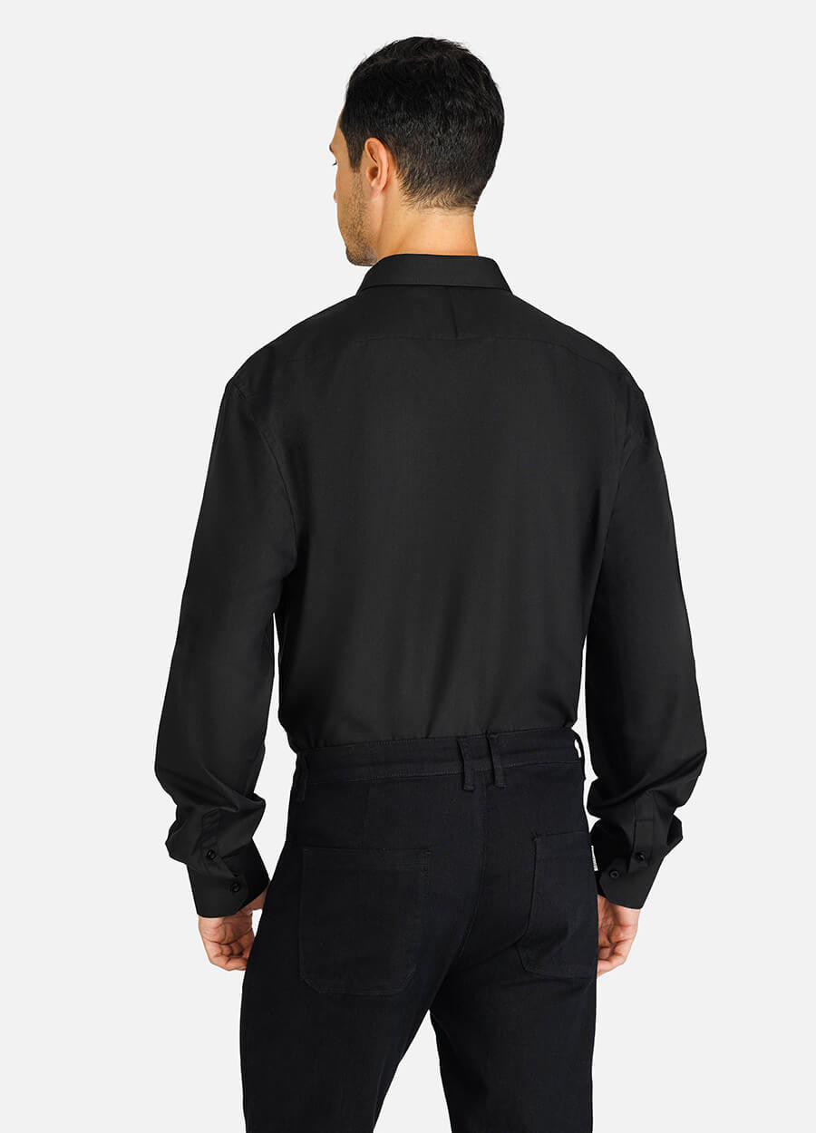 Men's Stand Collar Black Shirt