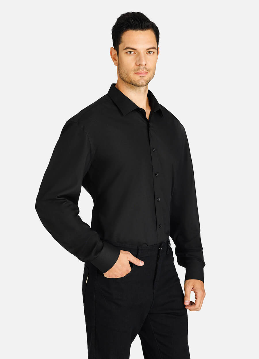 Men's Stand Collar Black Shirt