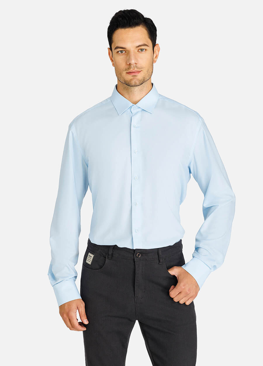Men's Stand Collar light blue Shirt